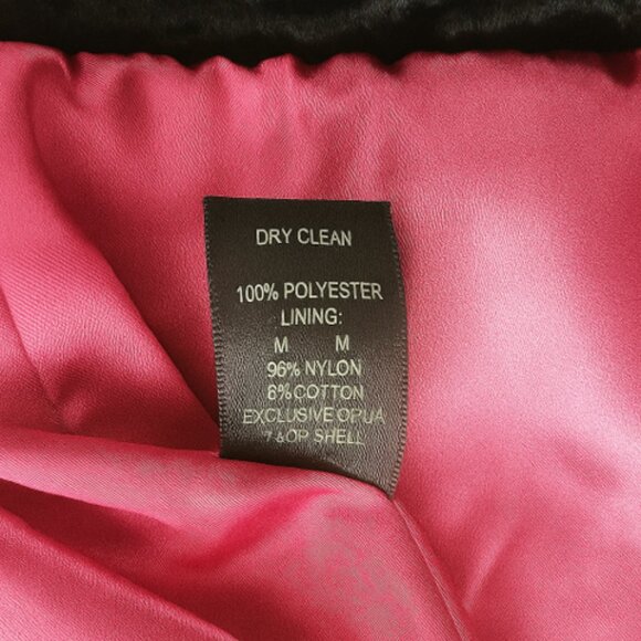 WHBM Faux Fur Coat Black w/ Hot Pink Lining - Medium - Picture 6 of 6